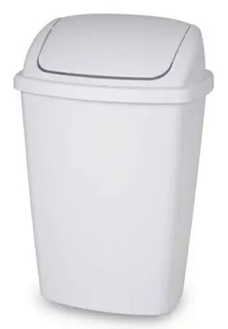 27L Swing Top Square Rubbish Bin White