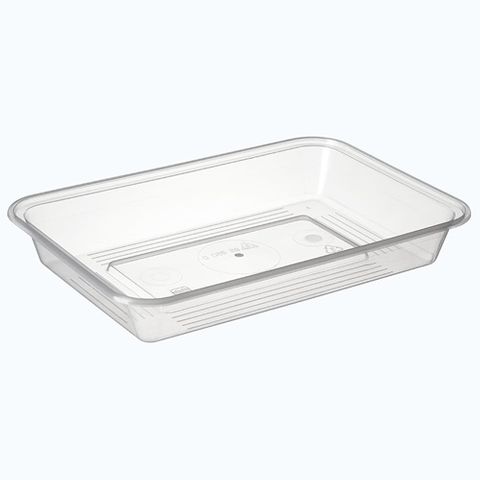 700ml Rect Plastic Tray Wide Base 100 Per Slv