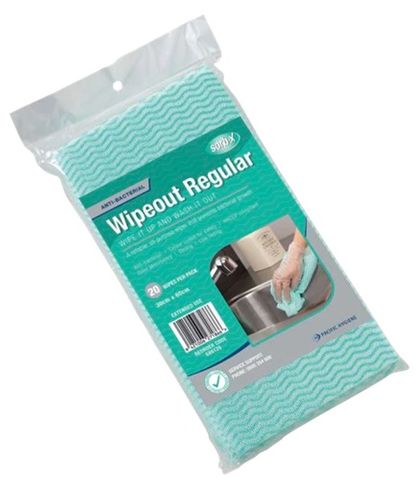Wipeout Reg Cloth Wipes Green 20'S