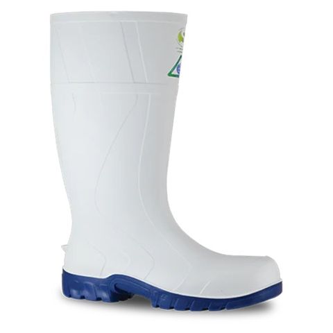 GUMBOOT SAFEMATE WHITE/BLUE SOLE