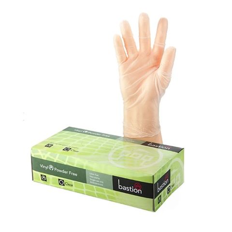 Bastion Vinyl P/F Clear Gloves Small  100 Per Pkt