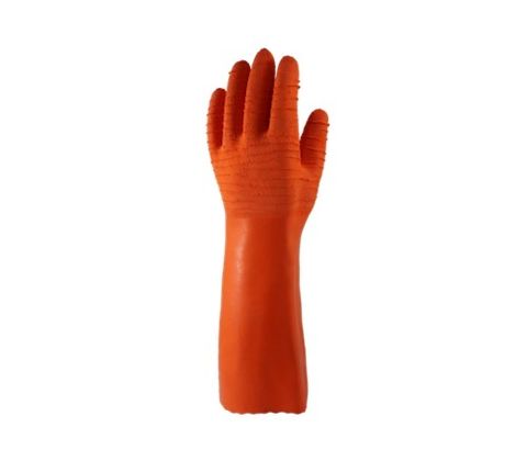 Orange Rubber Grip Long Arm Glove #XL