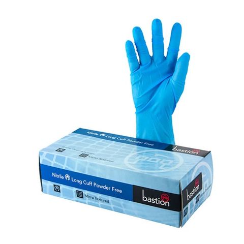 BLUE NITRILE LONG CUFF GLOVES