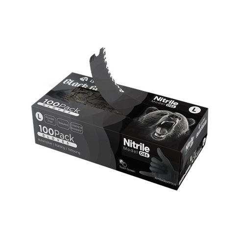 GRIZZLY BLACK NITRILE GLOVES