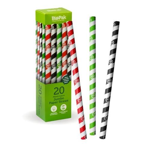 20 Pack - 10mm Mixed Jumbo Biostraws 200 Carton