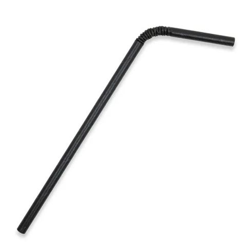 6mm Bendy Black Straws 250 Per Slv