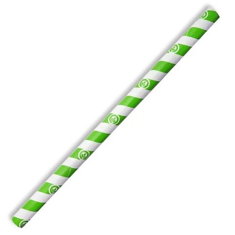 Green/White Jumbo Straws 10mm 100 Per Slv