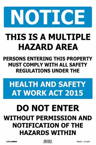 This Is A Multiple Hazard Area 240X340