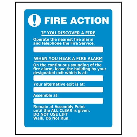 Fire Action 240X340mm ACM