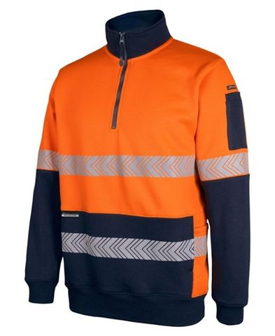 Hi Vis 330G Seg/Tape 1/2 Zip Fleece Orange/Navy #