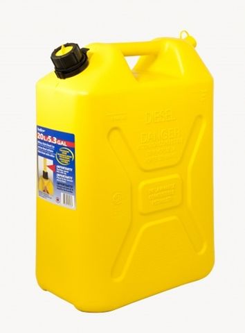 Yellow Plastic Diesel Upright Can 20Lt