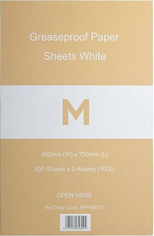 Grease Proof Sheets 750mmx480 500 Per Ream