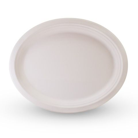 Sugarcane Oval Plate 12.5"X10" 50 Per Slv