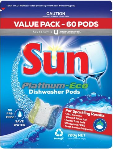 Sun Platinum-Eco Dishwasher Pods 60'S