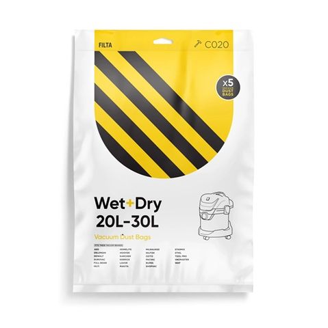 Filta Wet & Dry 30Lt Vacuum Bags 5 Per Pkt