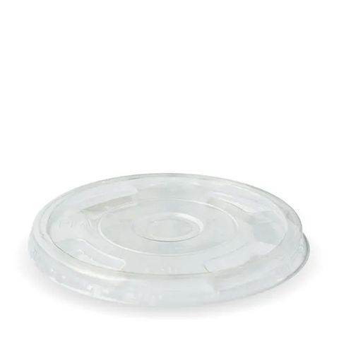 Flat Clear Bio Lid Straw Hole 96mm 100 Per Slv