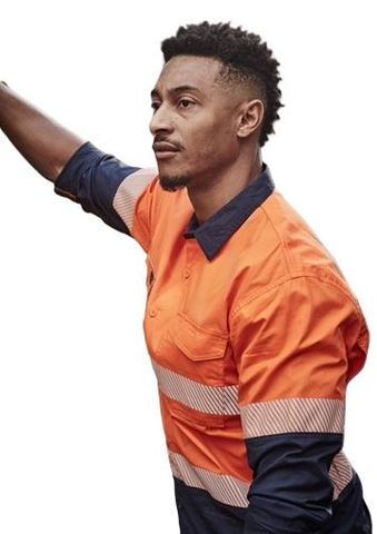 Syzmik Hi Vis Tape LS Shirt Orange/Navy #L