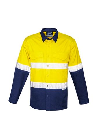 Syzmik Rugged Hi Vis Shirt Yellow/Navy