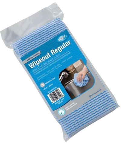Wipeout Reg Cloth Wipes Blue 20'S