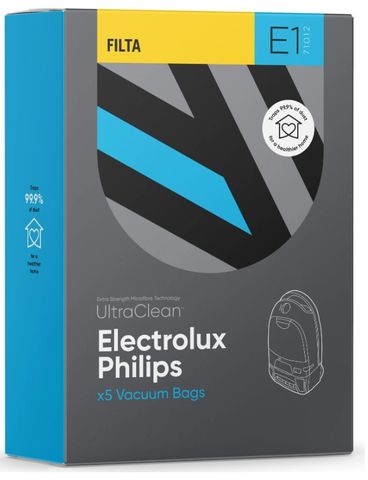Filta E1-Electrolux, Phillips Vacuum Bags 5 Per Pkt