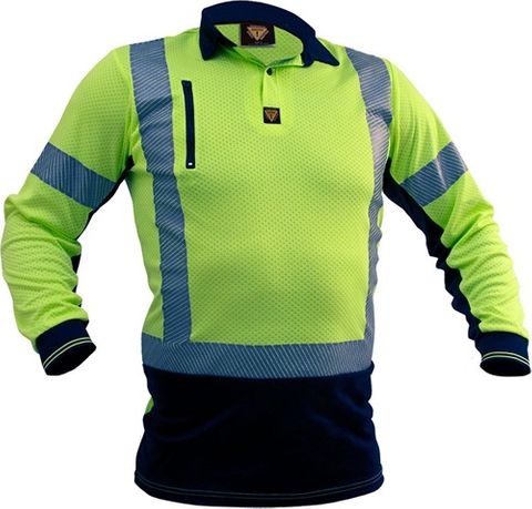 Caution D/N L/S Yellow/Black Polo