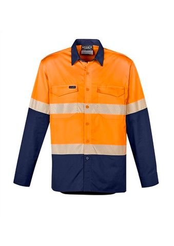 Syzmik S/Tape L/S Orange/Navy Shirt