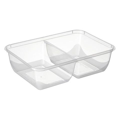Clear Plastic 2-Comp Container 650ml 50 Per Slv