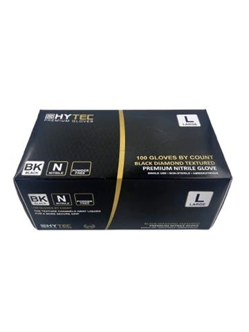 Black Textured Nitrile PF Gloves #L