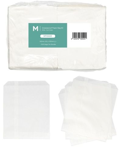 #4 Grease Proof Bag 200mmx240M 1000 Per Pkt
