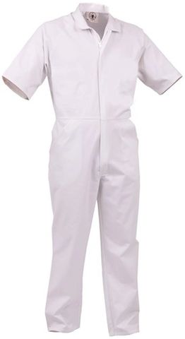 Bison White P/C SS Food Zip Overalls