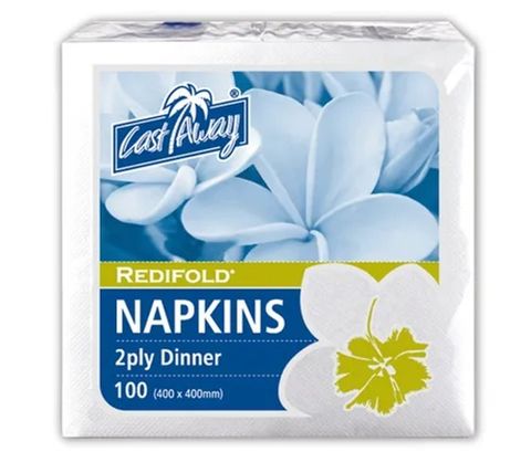 Napkin-Dinner Redifold White 2Ply 100 Per Pkt