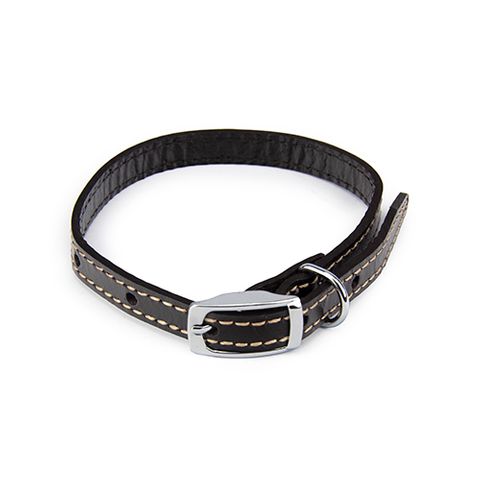 LEATHER COLLAR 40CM DOG BROWN