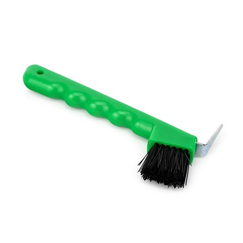 HOOF PICK WITH BRUSH - GREEN