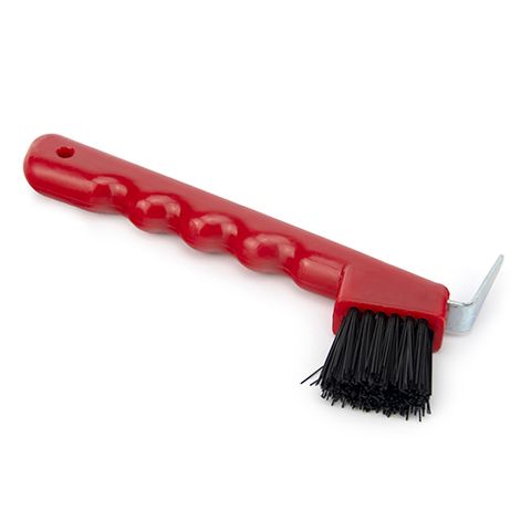 HOOF PICK WITH BRUSH - RED