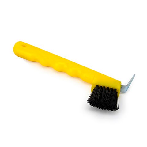 HOOF PICK WITH BRUSH - YELLOW