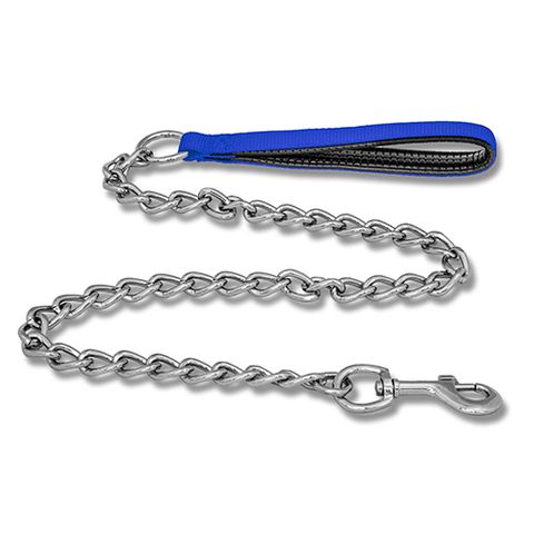 DOG CHAIN LEAD  PADDED HANDLE  3MM BLUE