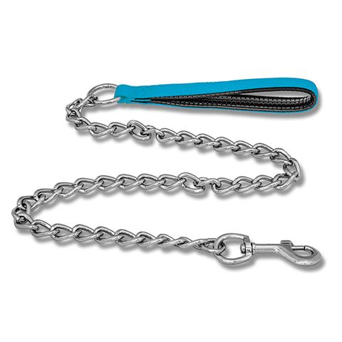 DOG CHAIN LEAD  PADDED HANDLE  4MM AQUA