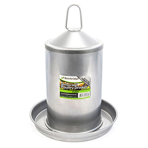 STAINLESS STEEL POULTRY DRINKER - 3 LTR