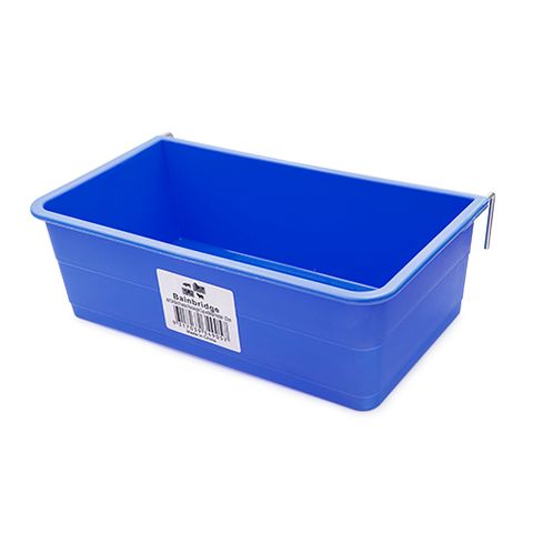 RECTANGLE FEEDER/DRINKER PLAS LARGE 23CM BLUE