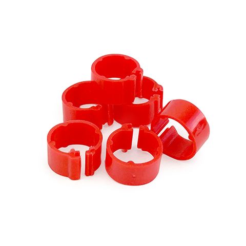 POULTRY LEG RINGS 8MM - RED (24)