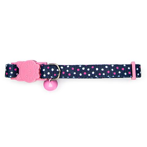 CAT COLLAR - DOTS & FACE BUCKLE - BLUE