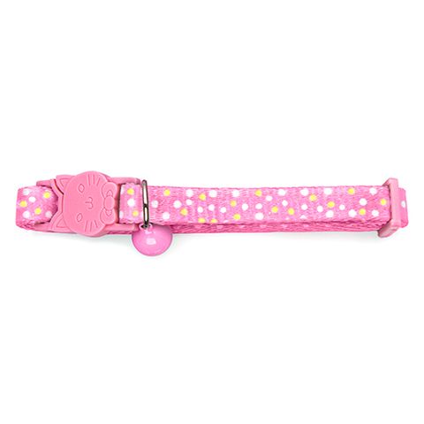 CAT COLLAR - DOTS & FACE BUCKLE - PINK