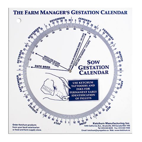 GESTATION CALENDER - SOW