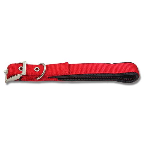 35CM DOG COLLAR PADDED RED