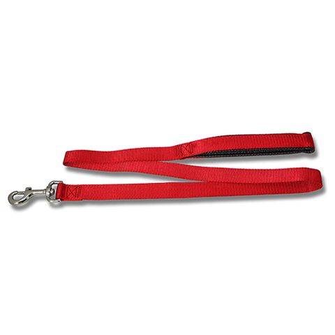 DOG LEAD WEBBING W/ PADDED HANDLE RED