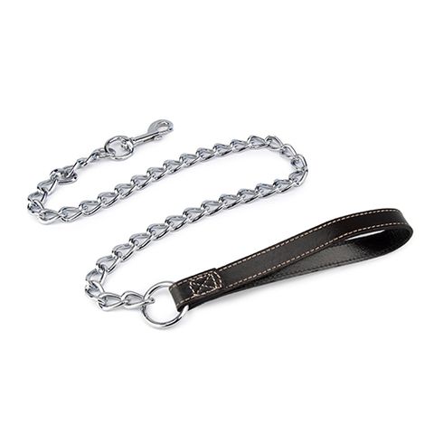 Chain Dog Lead Leather Handle