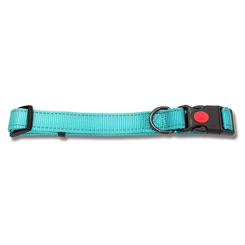 DOG COLLAR REFLECTIVE STRIPS 35CM AQUA