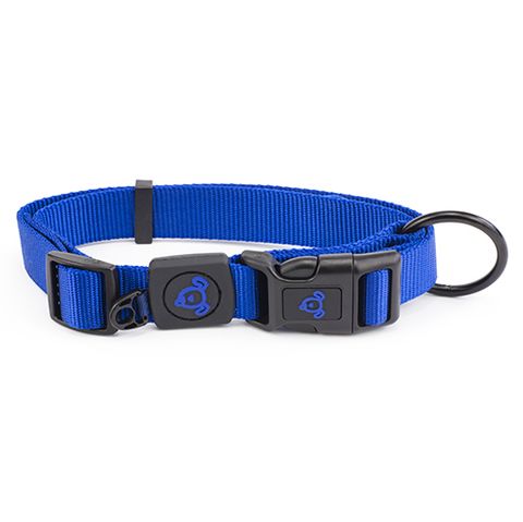 NYLON DOG COLLAR W/ LOGO 15-25CM BLUE