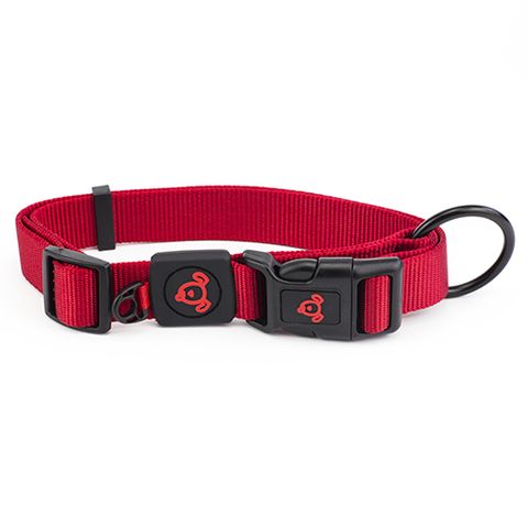 NYLON DOG COLLAR W/ LOGO 15-25CM RED