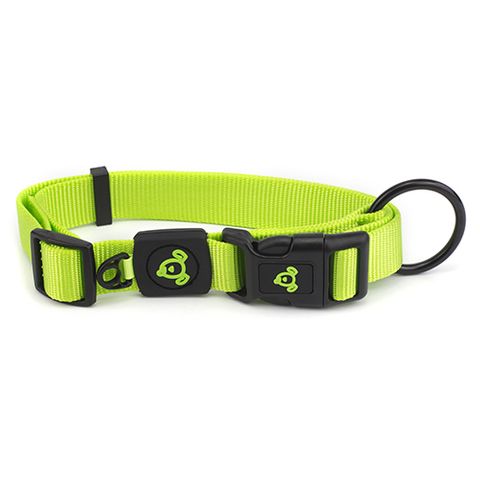 NYLON DOG COLLAR W/ LOGO 25-40CM GREEN